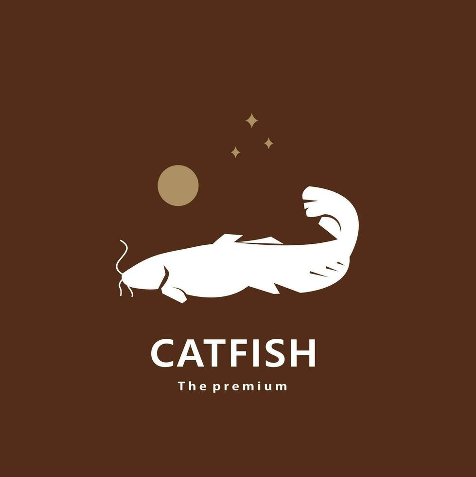 animal Poisson-chat Naturel logo vecteur icône silhouette rétro branché