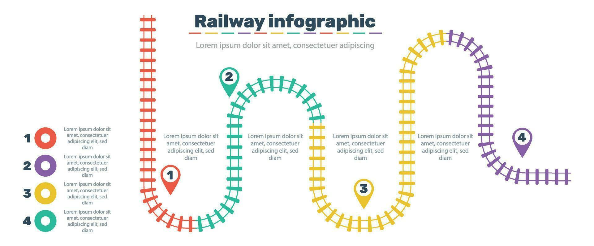 chemin de fer des pistes, chemin de fer Facile icône, rail Piste direction, train des pistes coloré vecteur illustrations. infographie éléments, Facile illustration.