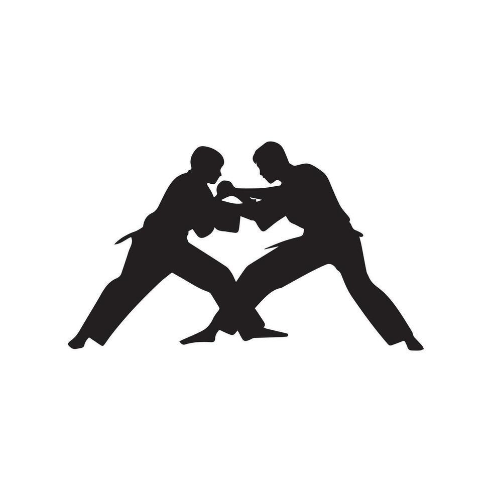 martial les arts combattant. silhouette de une karaté homme. vecteur illustration.