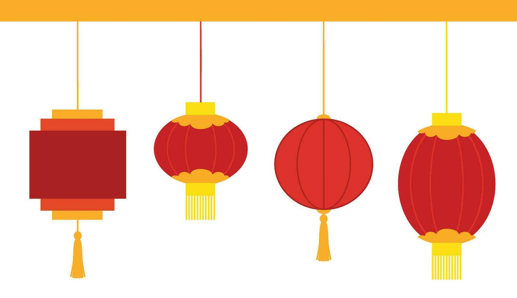 ensemble de chinois lanternes, ornements pour lunaire Nouveau année vecteur