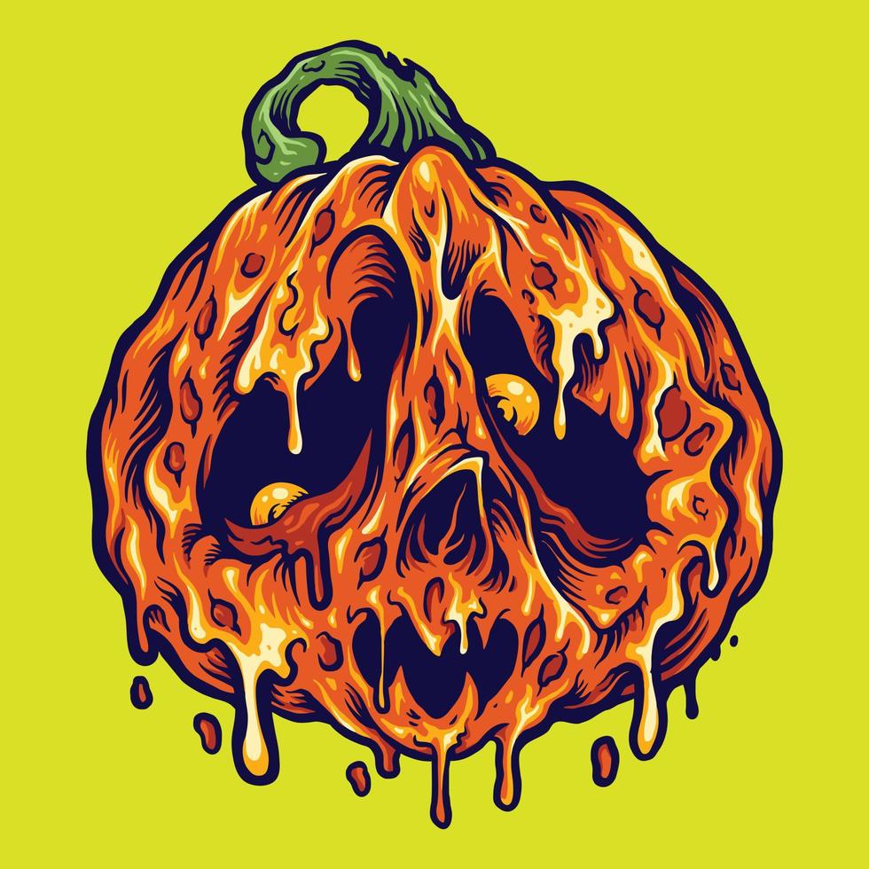 illustrations d'horreur de citrouilles fondantes halloween vecteur