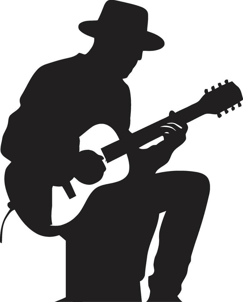 rythme ravissement musicien logo graphique mélodique muse guitariste emblématique emblème vecteur