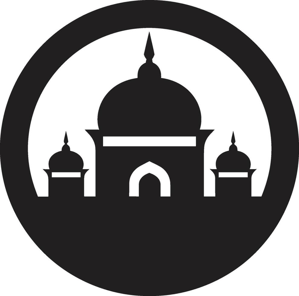 céleste horizon emblématique mosquée icône fidèle cadre mosquée logo vecteur