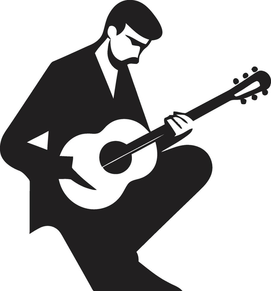 acoustique hymne musicien logo symbole rythme rêverie guitariste logo vecteur