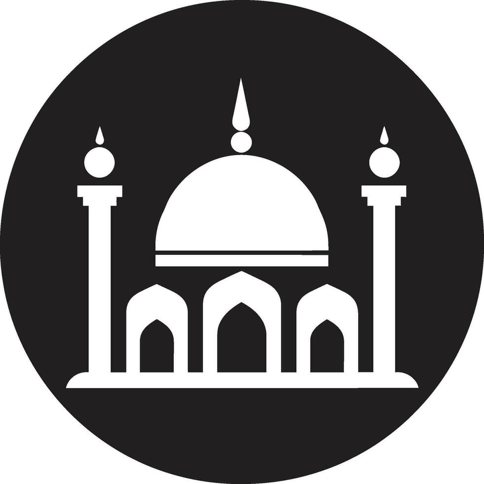 éthéré écho mosquée iconique emblème sacré flèches emblématique mosquée logo vecteur