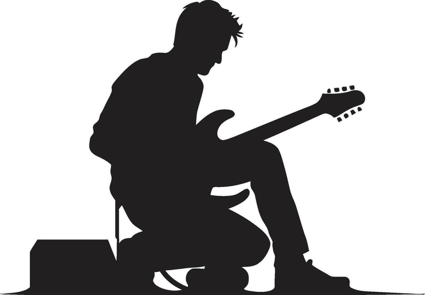 touche fantaisie guitare joueur logo art acoustique aria musicien iconique emblème vecteur