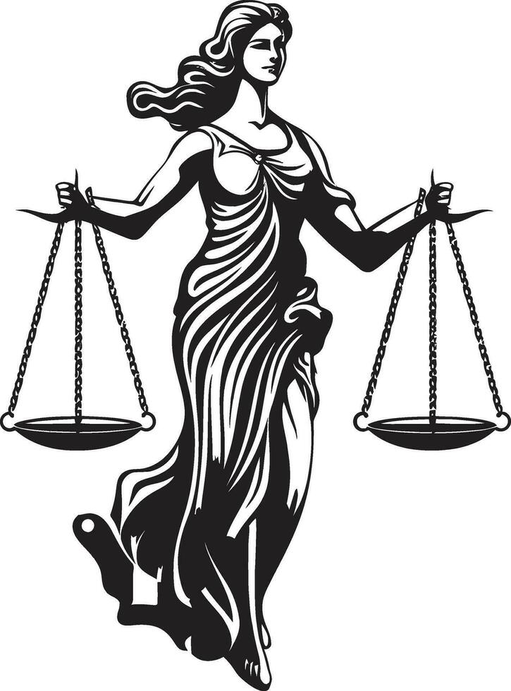 égalité essence emblématique Justice Dame vertueux règle Dame de Justice logo vecteur