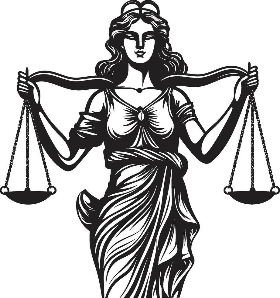égalité essence Justice Dame logo vertueux règle Justice Dame vecteur