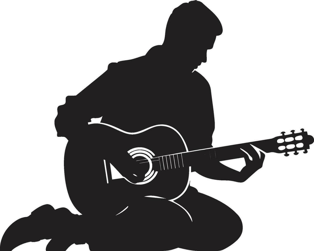 touche fantaisie musicien icône symbole acoustique aria guitariste logo vecteur