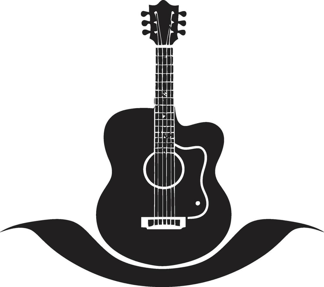 touche la fusion iconique guitare logo acoustique aura vecteur guitare emblème