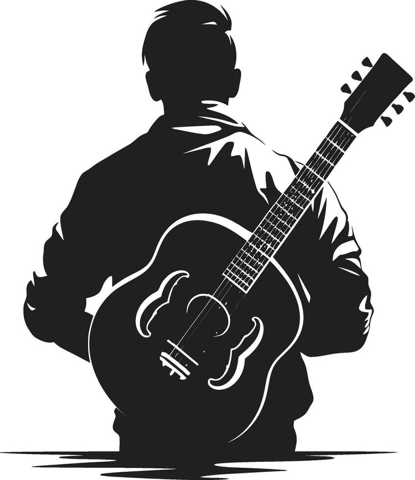 sérénade sérénité guitare joueur vecteur harmonique horizon musicien emblématique emblème