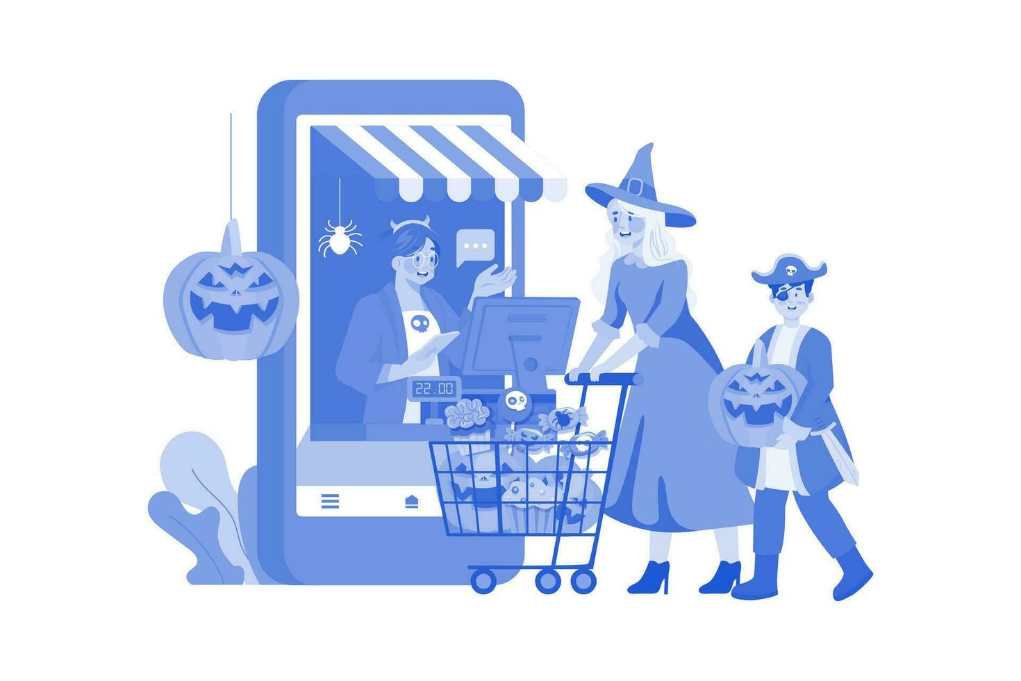 content Halloween illustration concept sur blanc Contexte vecteur