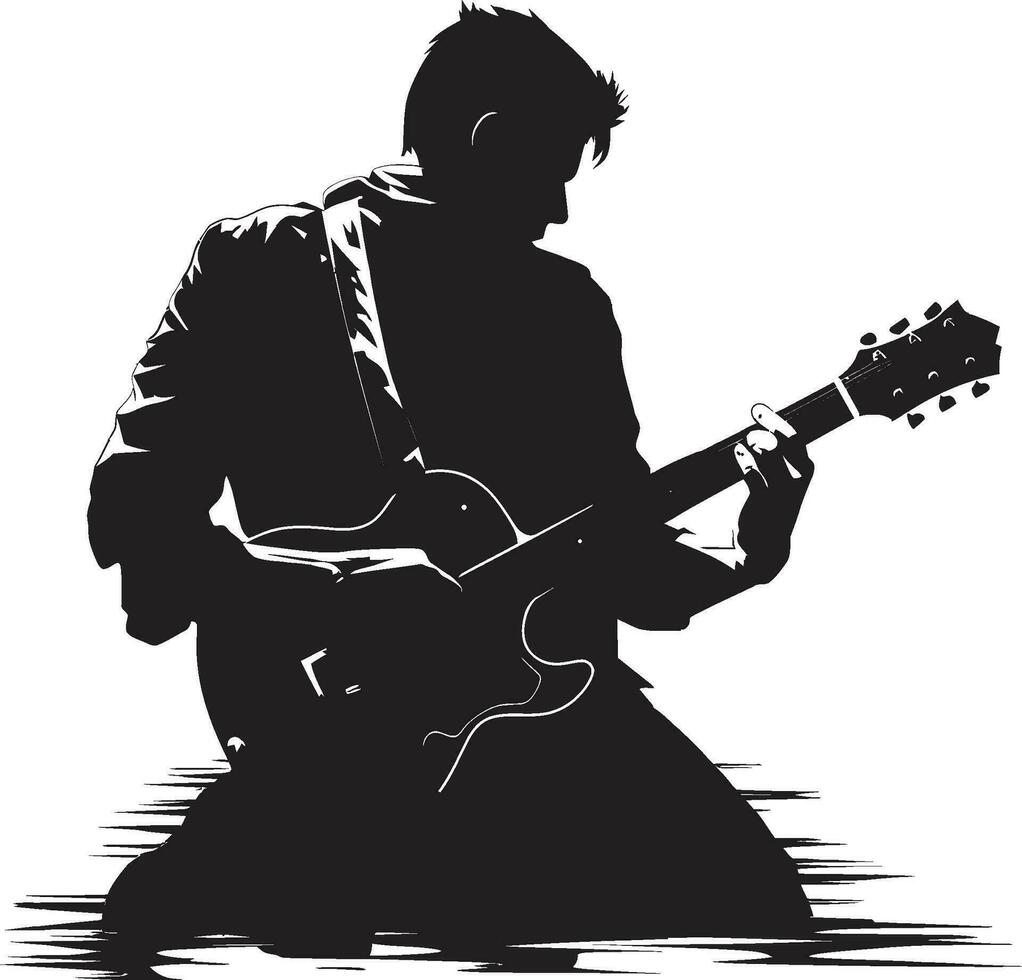 touche délicatesse musicien logo vecteur acoustique hymne guitariste emblème conception