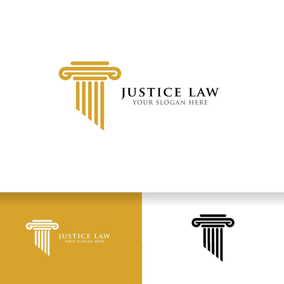 modèle de conception de logo de pilier. droit de la justice et création de logo d'avocat vecteur