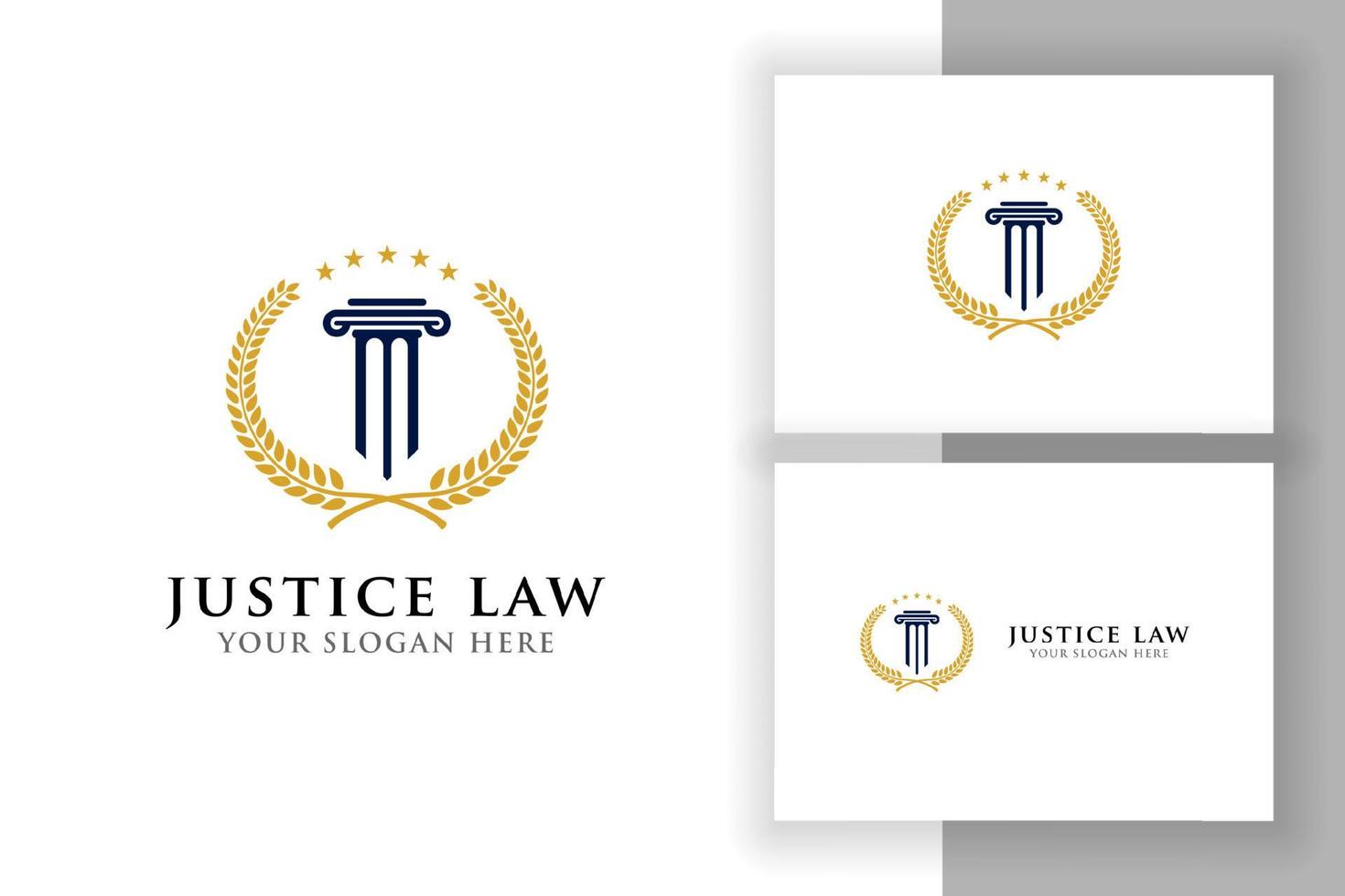 emblème du modèle de conception de logo de pilier. droit de la justice et modèle de conception de logo d'avocat. modèle de logo d'insigne d'avocat vecteur