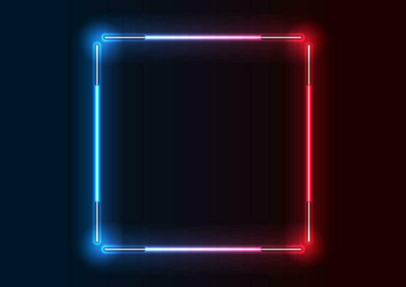 abstrait rouge bleu néon carré Cadre de fluorescent les lampes vecteur