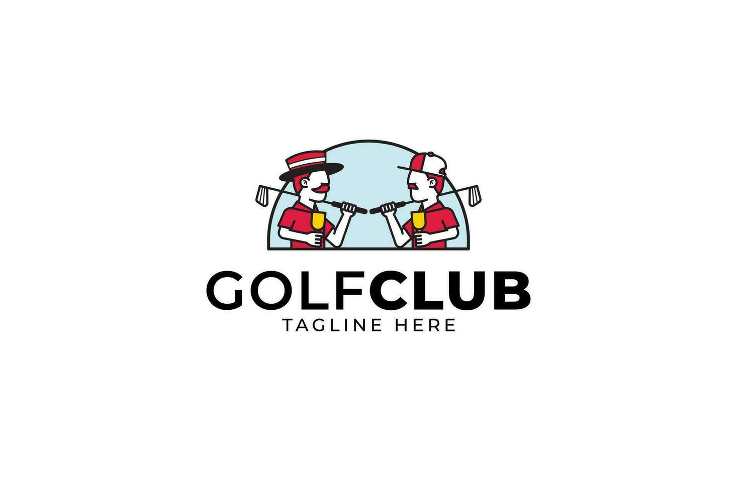 le golf club avec deux golfeurs moderne logo conception pour le golf amoureux et un événement vecteur