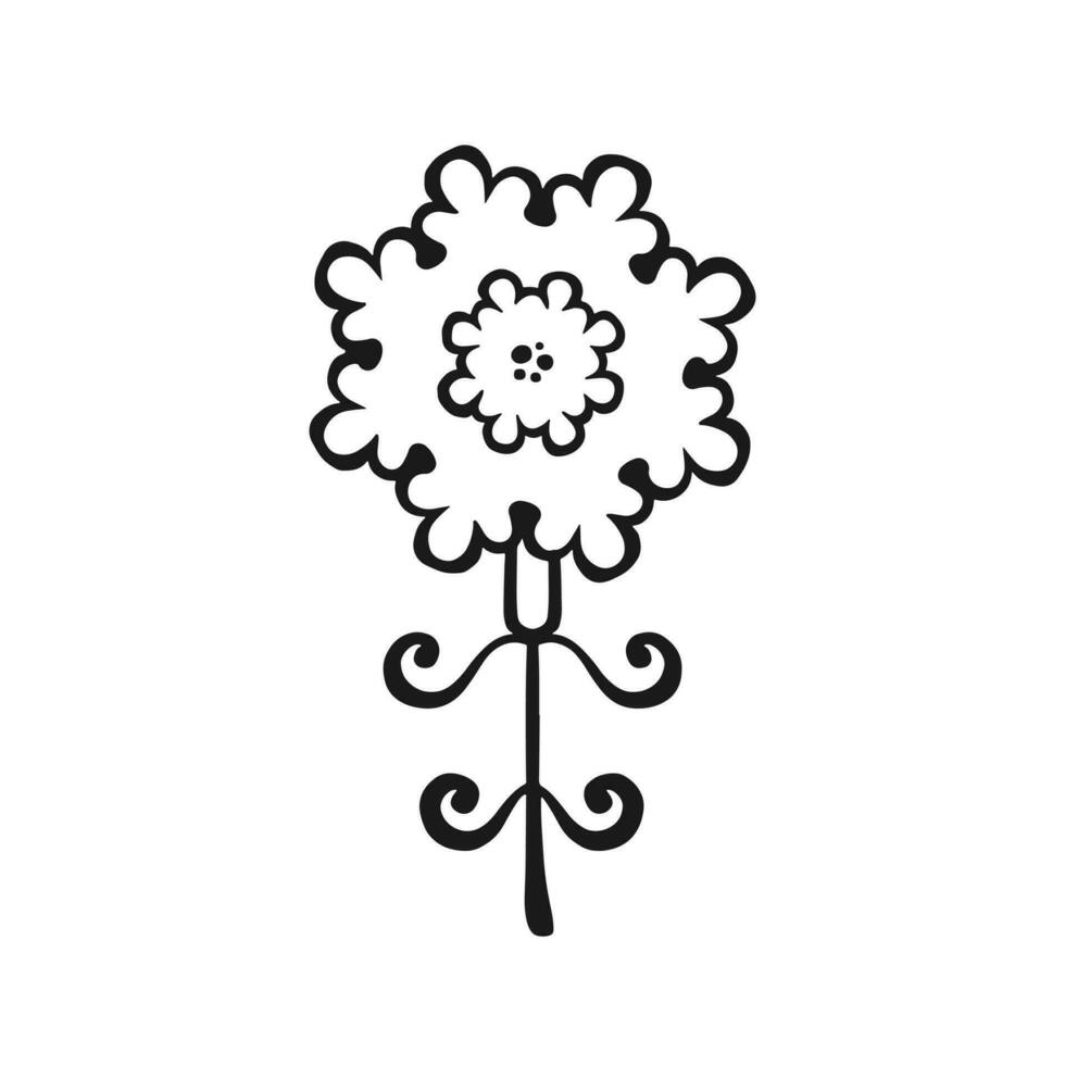 hortensias, stylisé linéaire contour de une en couches fleur, vecteur sans pour autant Couleur