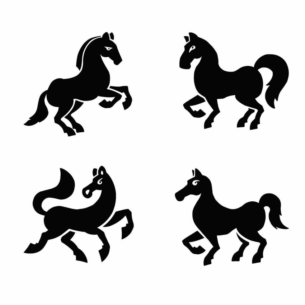ensemble de cheval silhouettes, cheval, vecteur illustration eps dix