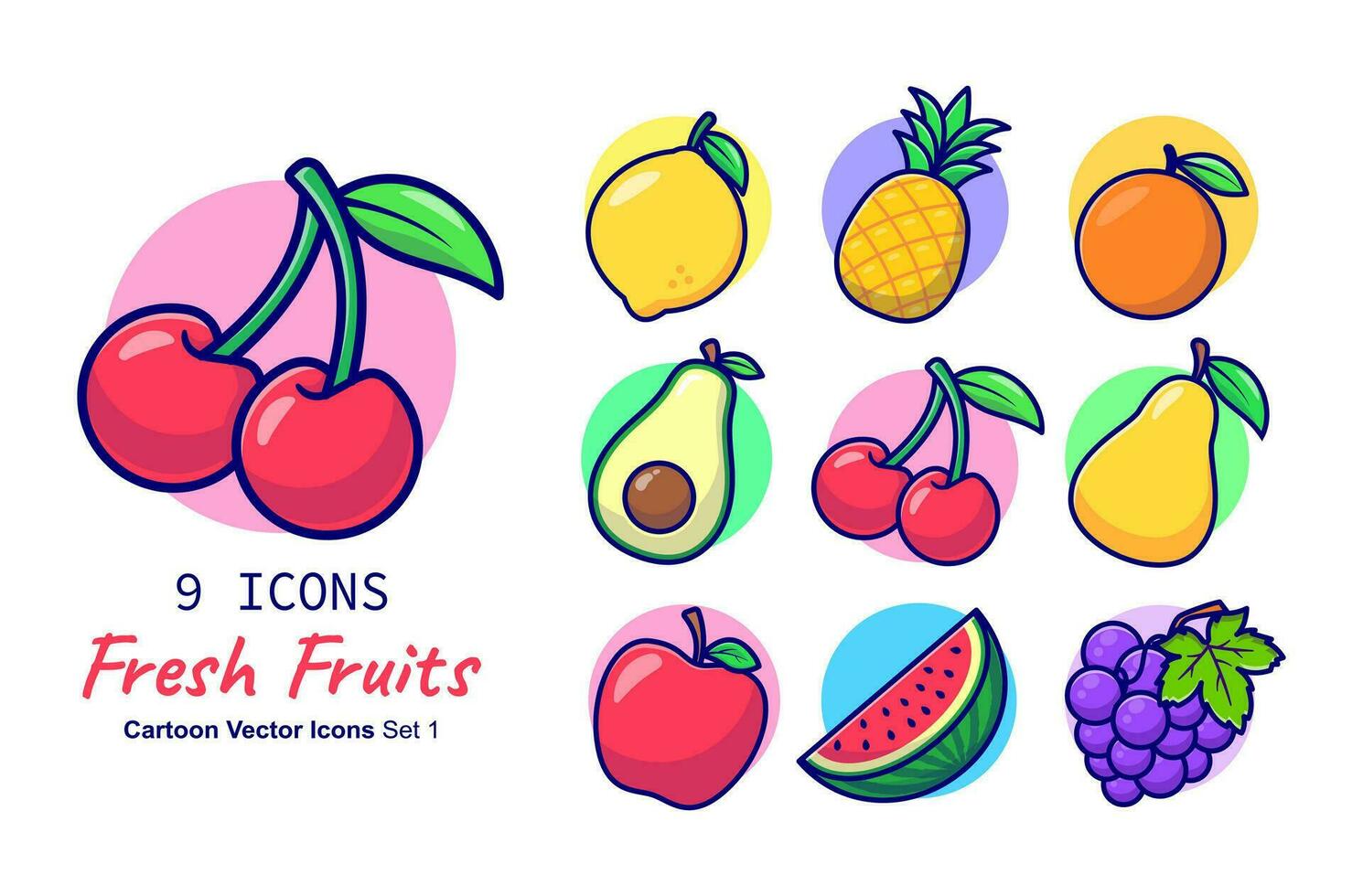 des fruits collection dessin animé vecteur icône illustration nourriture la nature icône concept isolé