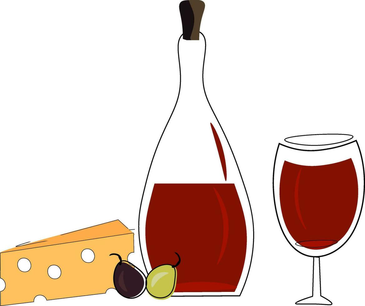 du vin et fromage clipart vecteur