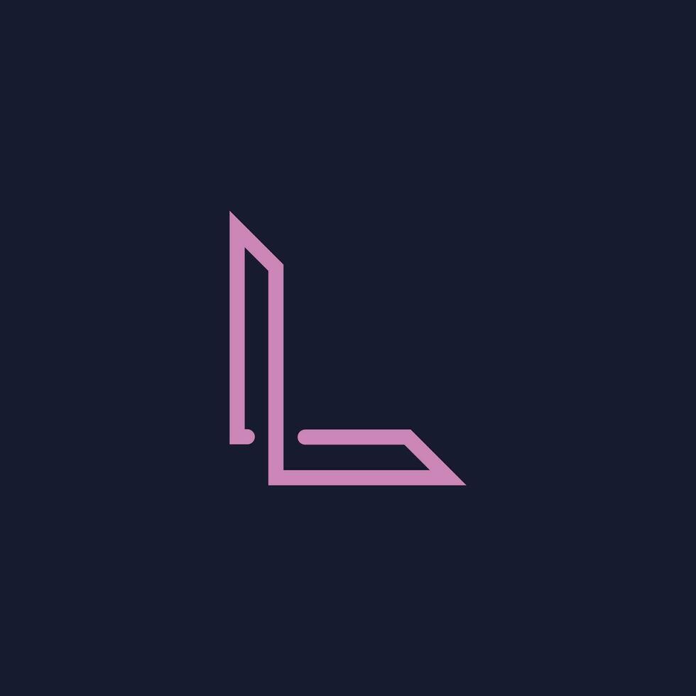 une violet lettre l logo sur une noir Contexte vecteur