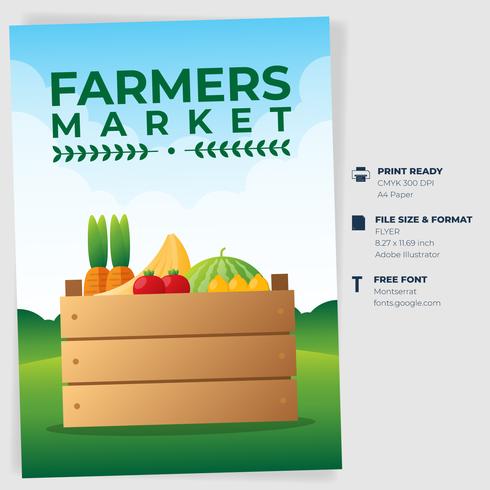 Modèle d&#39;invitation à une affiche de marché de l&#39;agriculteur vecteur