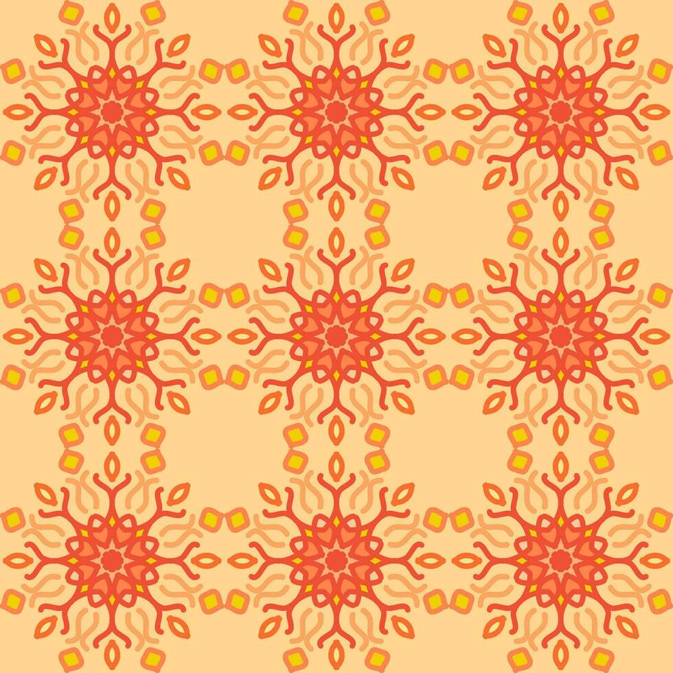 sans couture modèle Orange Jaune mandala floral Créatif conception vecteur illustration Contexte