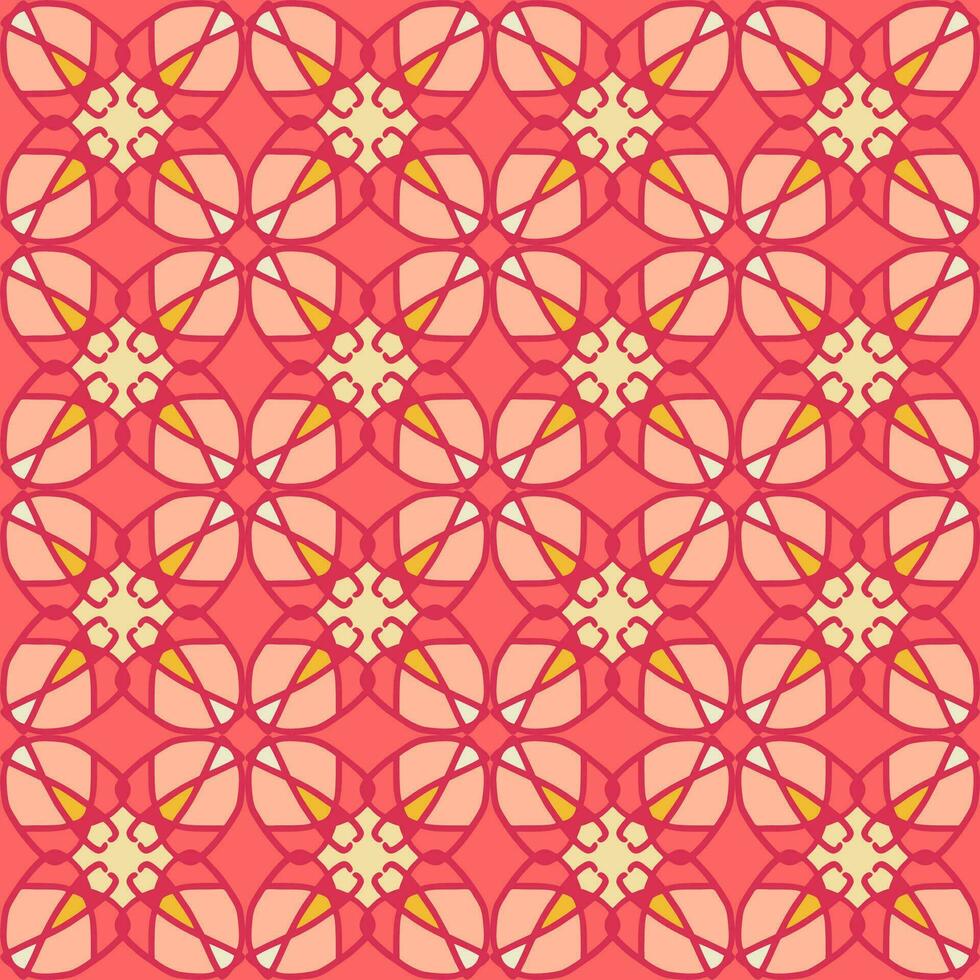 Jaune rouge mandala floral Créatif sans couture conception Contexte vecteur