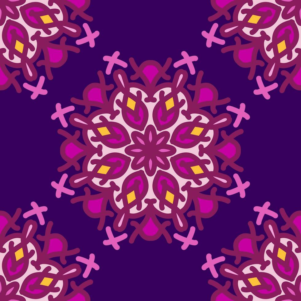 Jaune violet magenta violet lavande mandala sans couture modèle floral fleur Créatif ancien conception Contexte vecteur illustration