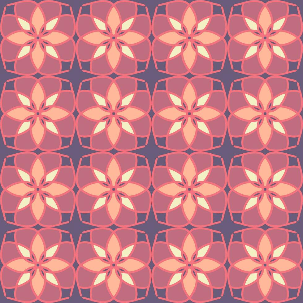 rose magenta pêche Rose mandala sans couture floral ancien intérieur plat conception Contexte vecteur illustration