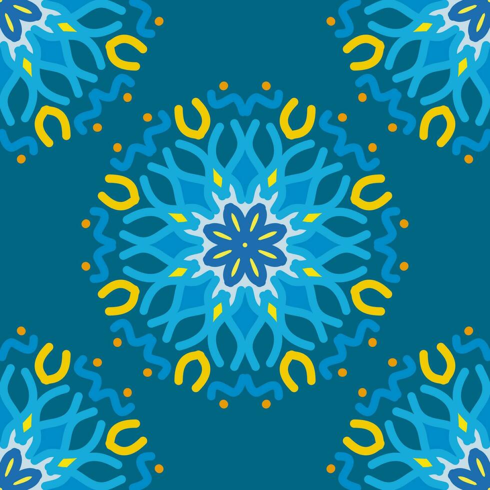 sans couture modèle Jaune lumière ensoleillé bleu menthe mandala floral Créatif conception vecteur illustration Contexte