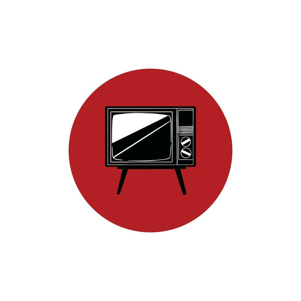 la télé vieux rétro ancien icône Stock vecteur illustration noir contour silhouette