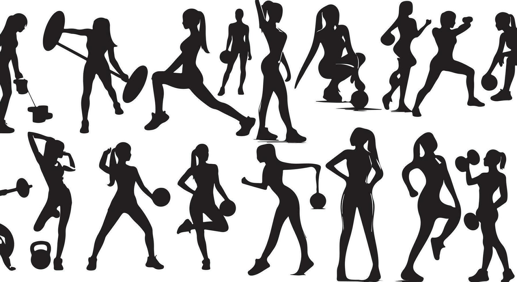 ensemble de faire des exercices femme silhouettes vecteur