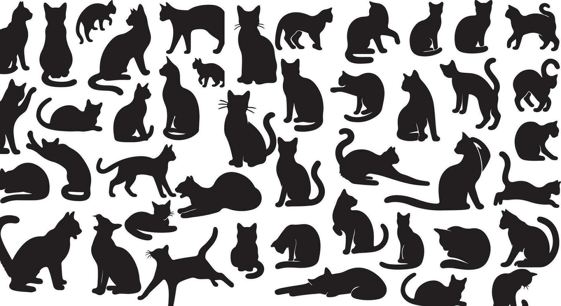 chats silhouette ensemble, chats collection vecteur