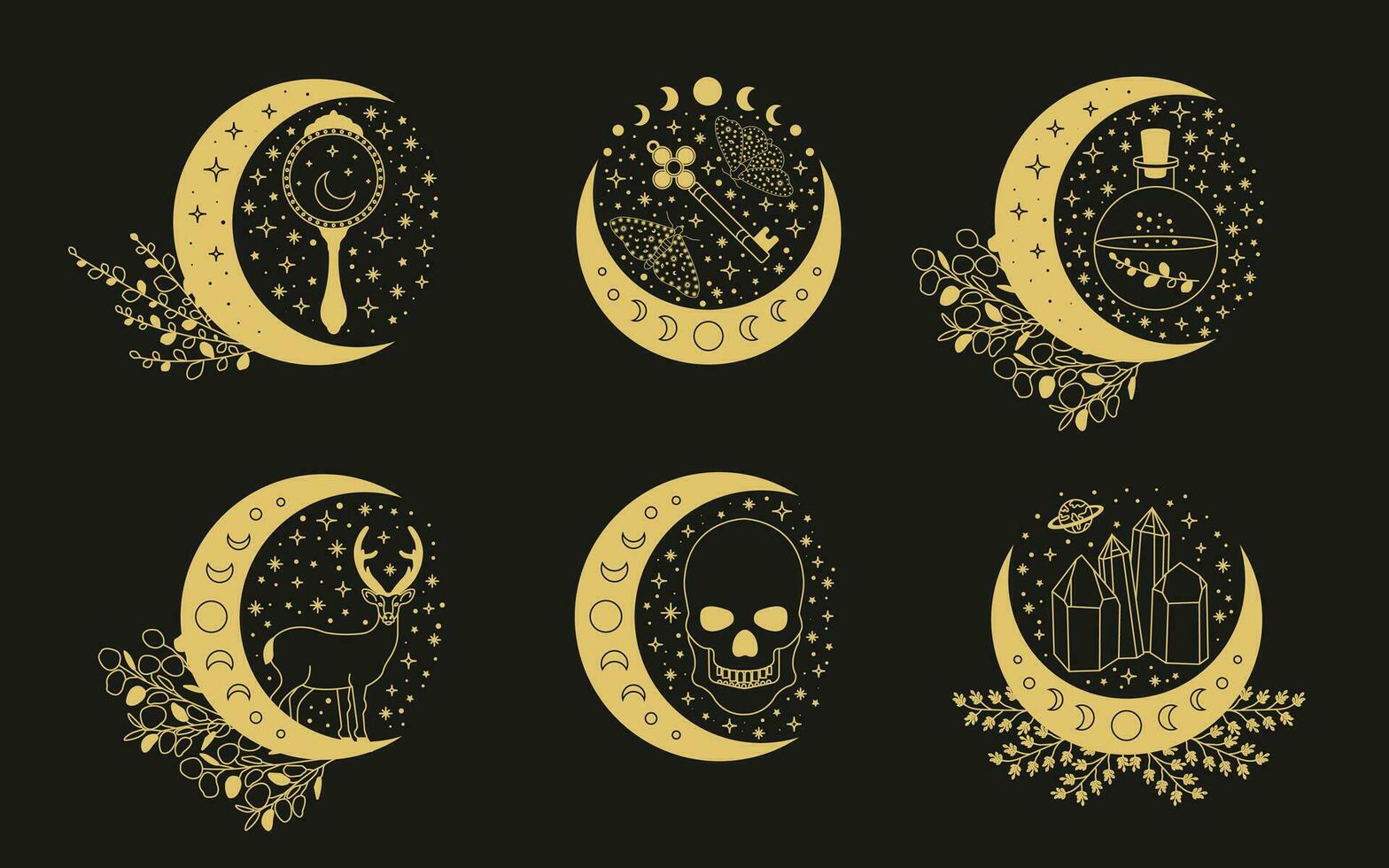 céleste mystique lune collectes. la magie et ésotérique vecteur illustrations.