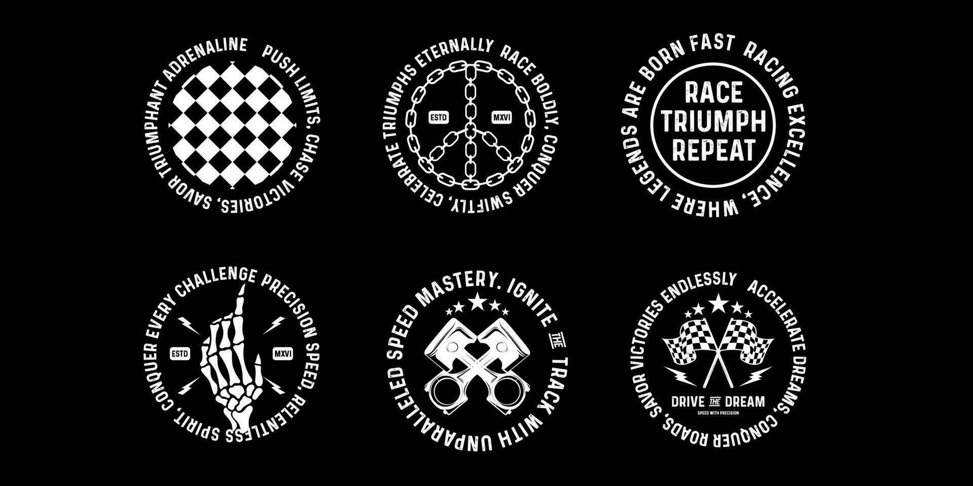 moto courses badges club emblèmes T-shirt conception rétro courses typographie graphique vecteur