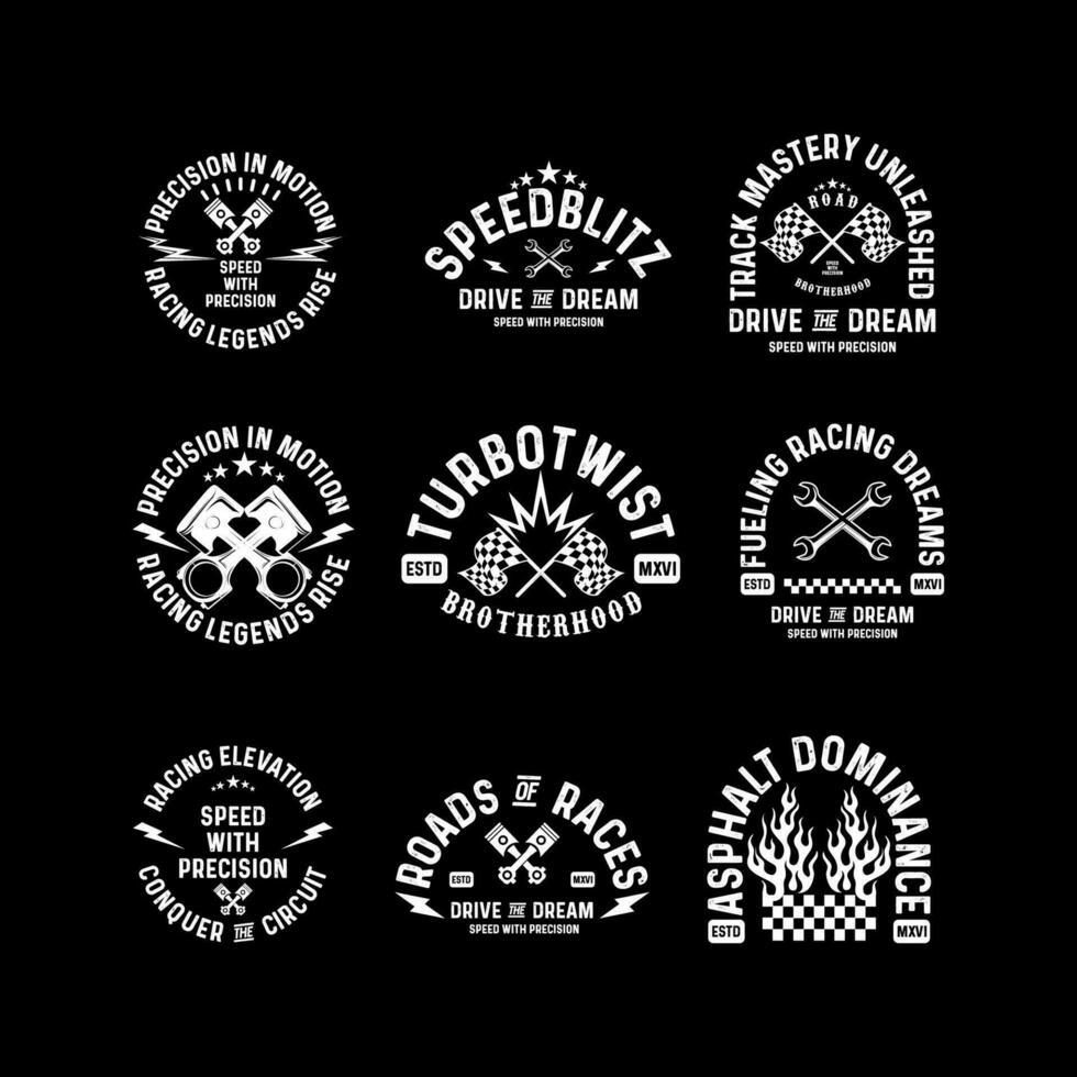 moto courses badges club emblèmes T-shirt conception rétro courses typographie graphique vecteur