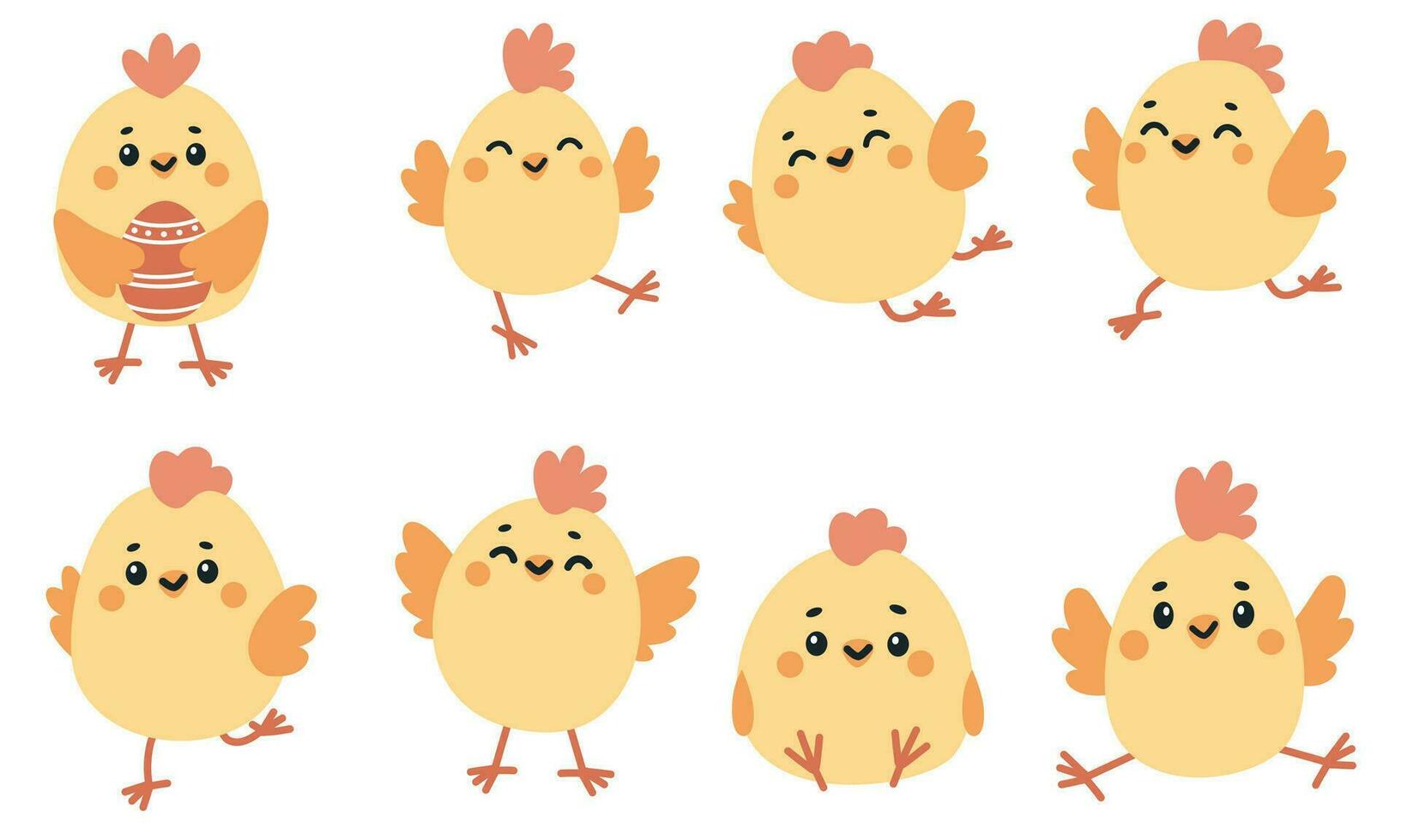 vecteur ensemble pour Pâques fête. mignonne peu poulets. vecteur bébé illustration. poussins sur une blanc Contexte