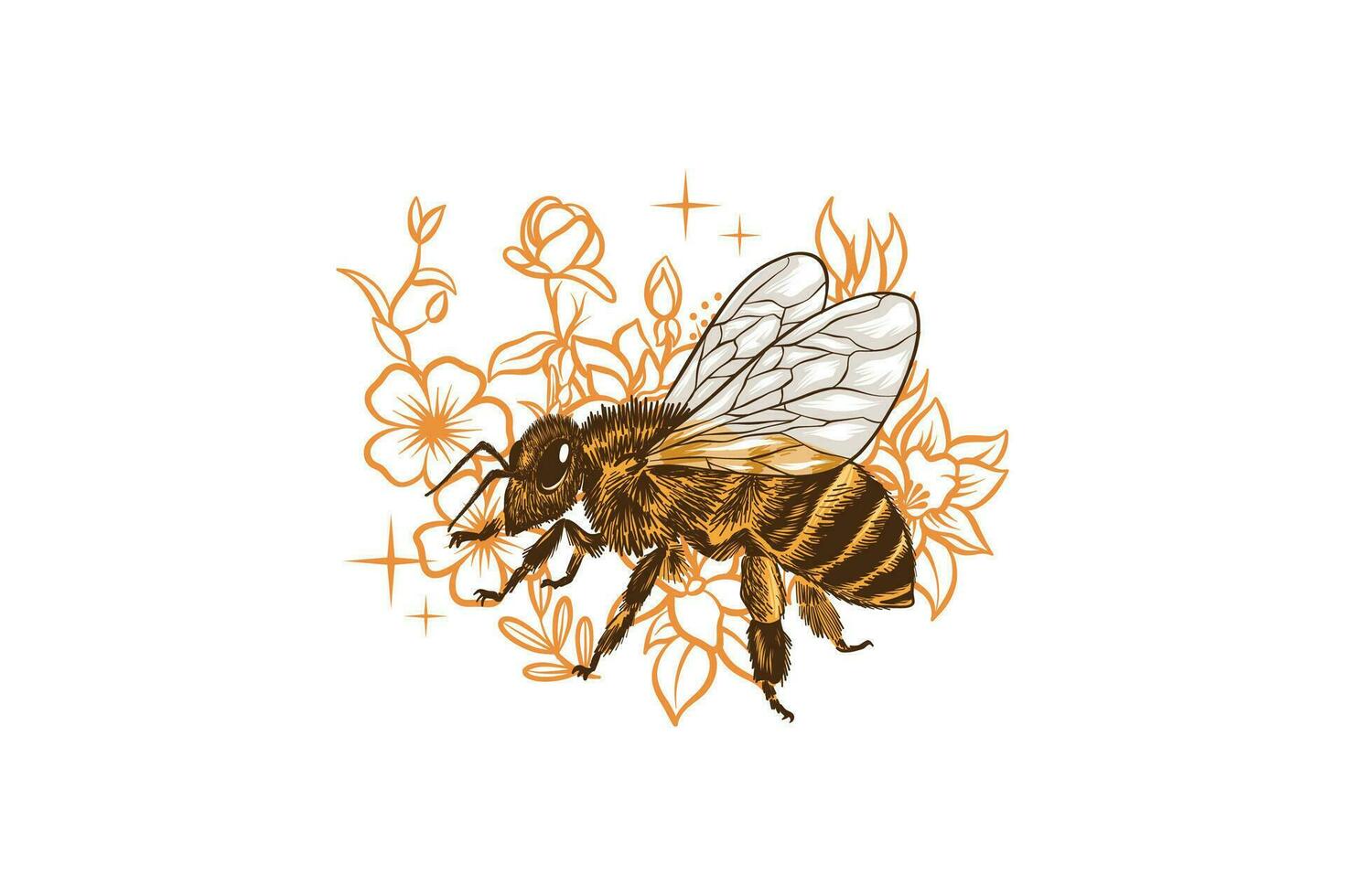 abeille et fleur vecteur illustration avec Couleur