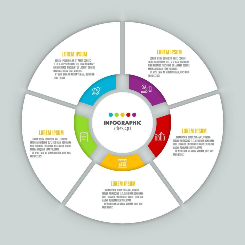 vecteur tarte graphique infographie modèle avec 5 les options pour La publicité présentations, annuel rapport mises en page