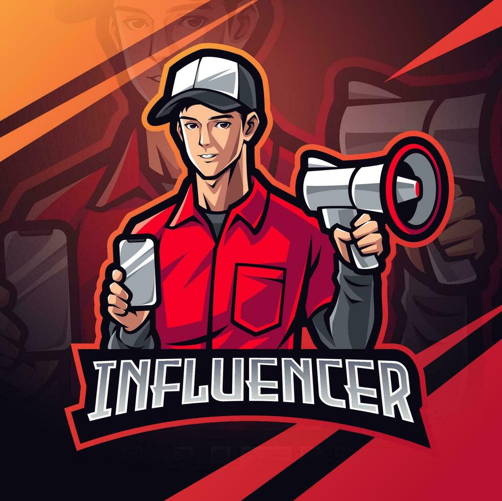 influenceur esport mascotte logo conception vecteur