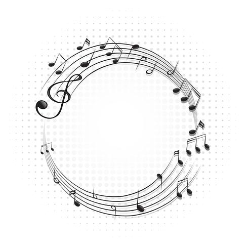 Cadre rond avec des notes de musique sur des échelles vecteur