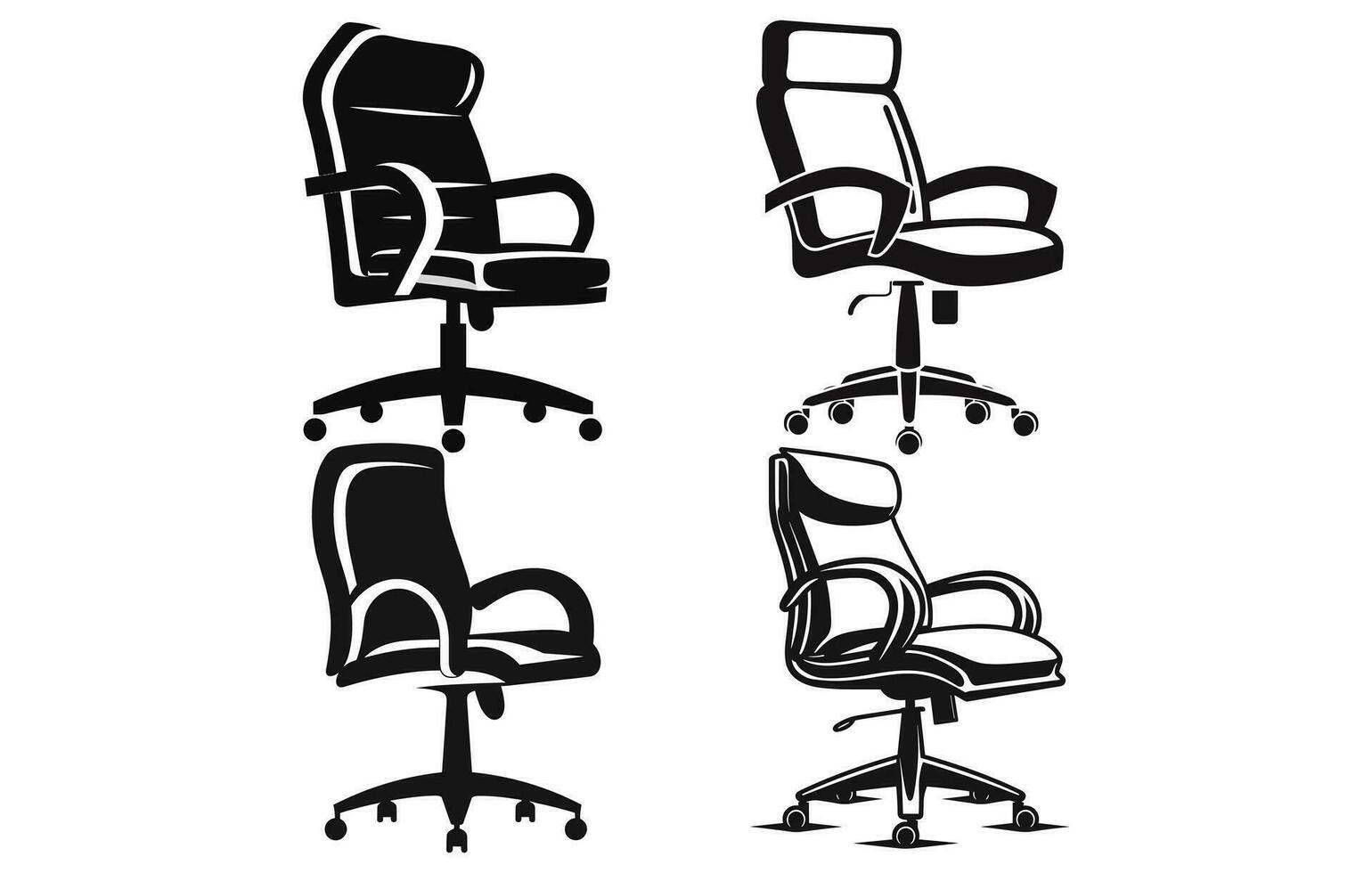 bureau chaise vecteur illustration, bureau chaises silhouettes vecteur illustration