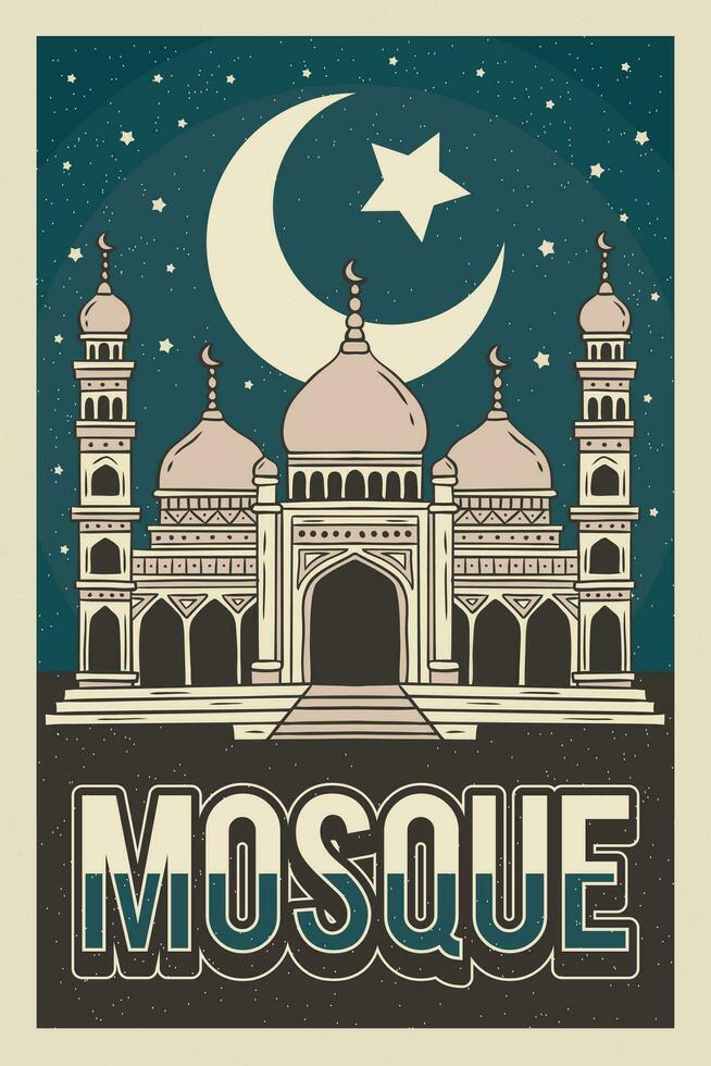 rétro ancien mosquée affiche vecteur