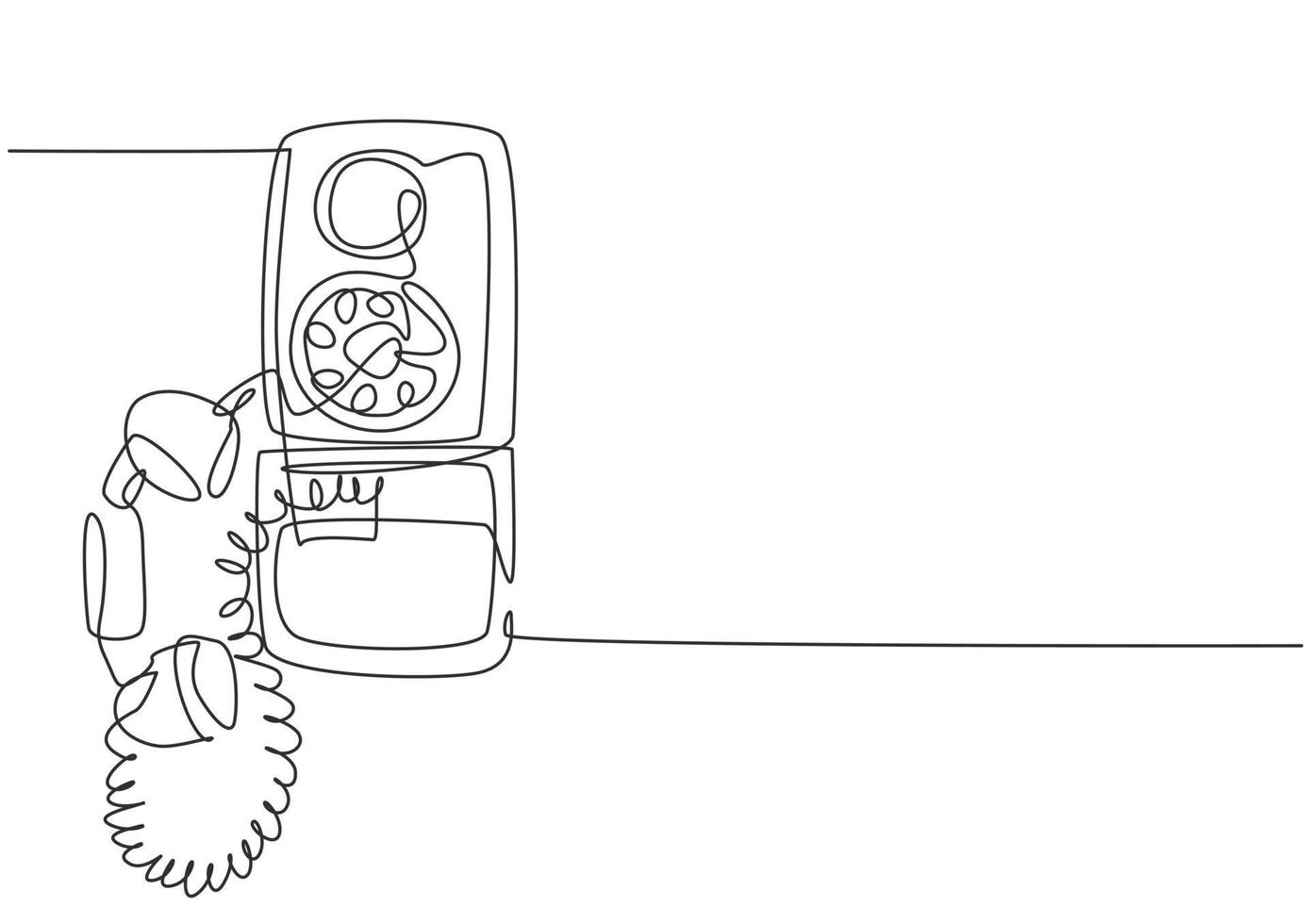 un dessin au trait continu d'un ancien téléphone mural analogique vintage pour communiquer. Appareil de télécommunication classique rétro concept dessin graphique à ligne unique illustration vectorielle vecteur