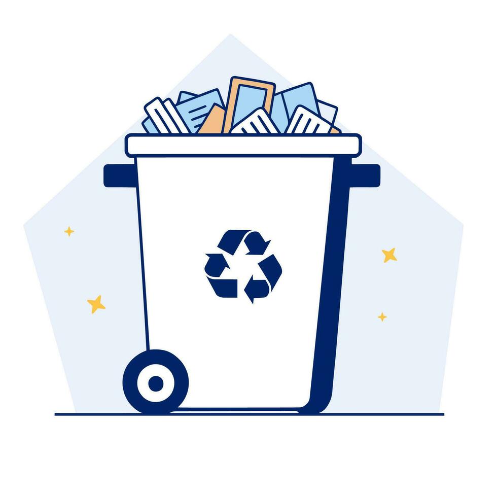 une poubelle pouvez avec une recycler symbole sur il. vecteur illustration dans dessin animé style.