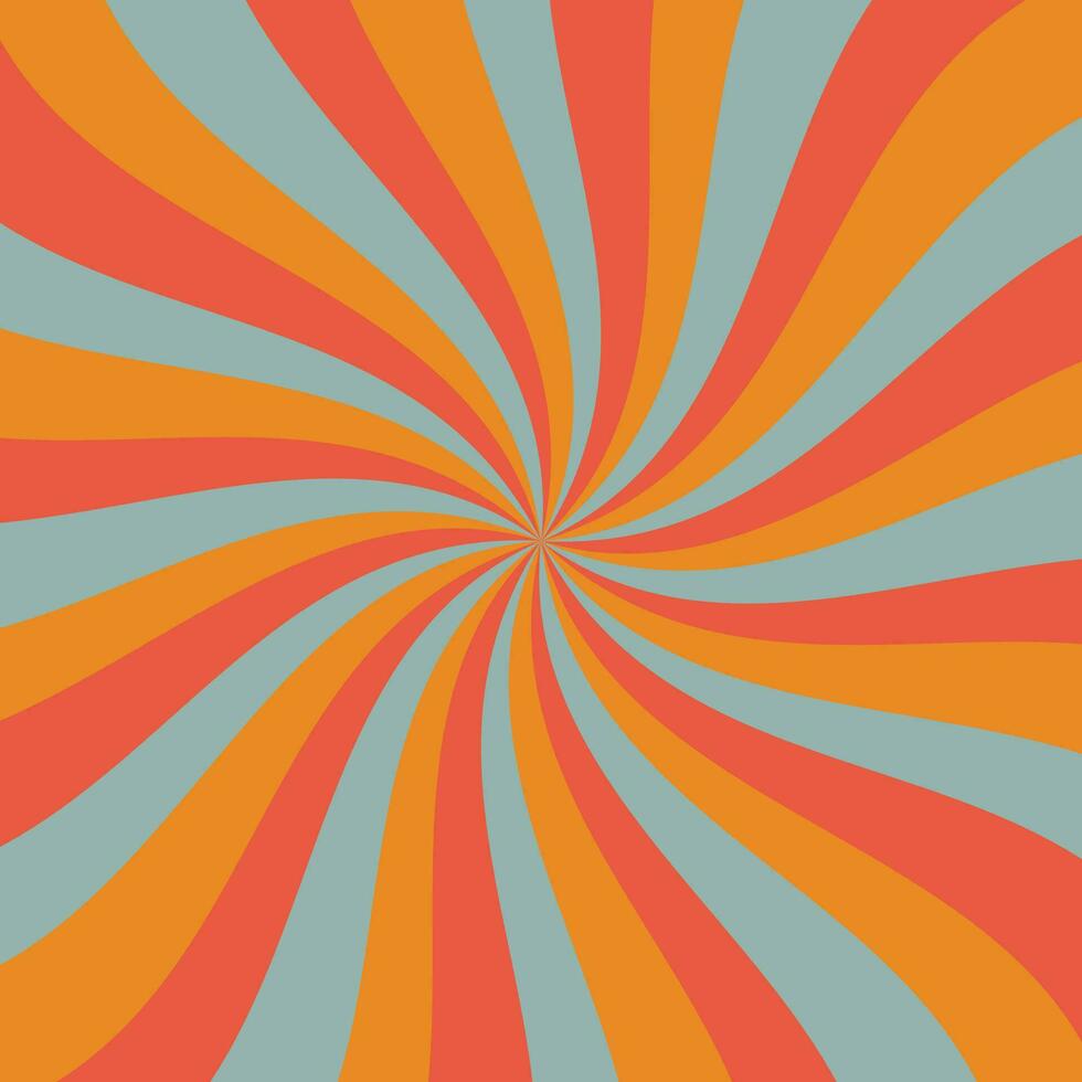 sunburst vecteur Contexte dans sensationnel style avec Trois couleurs - bleu, orange, rouge. Années 60 années 70.