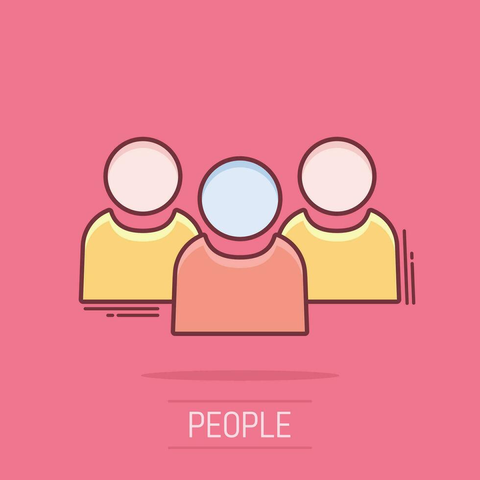 icône de communication de personnes dans le style comique. pictogramme d'illustration de dessin animé de vecteur de personnes. effet splash de concept d'entreprise de partenariat.