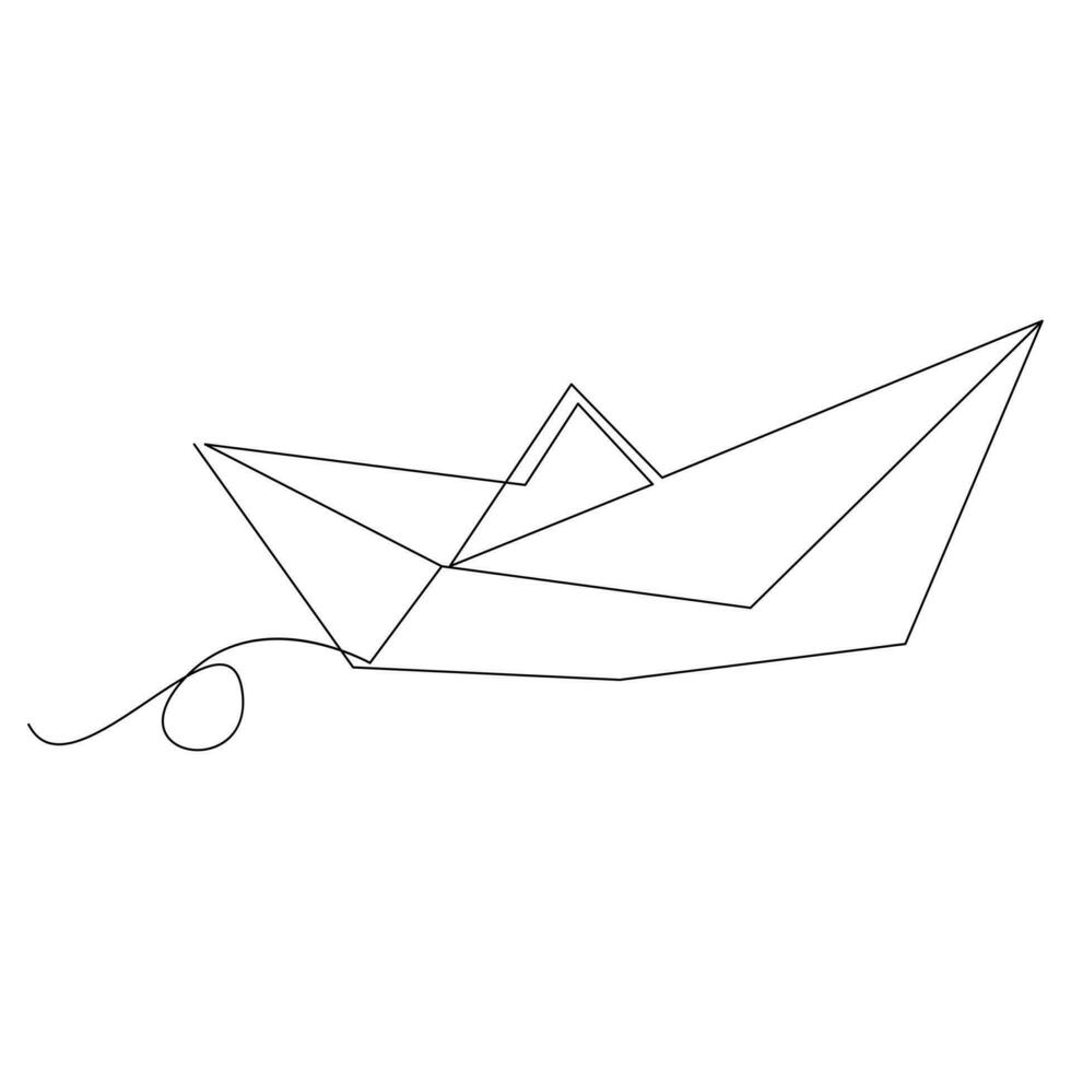 continu papier bateau Célibataire ligne contour vecteur art dessin et Facile un ligne minimaliste conception